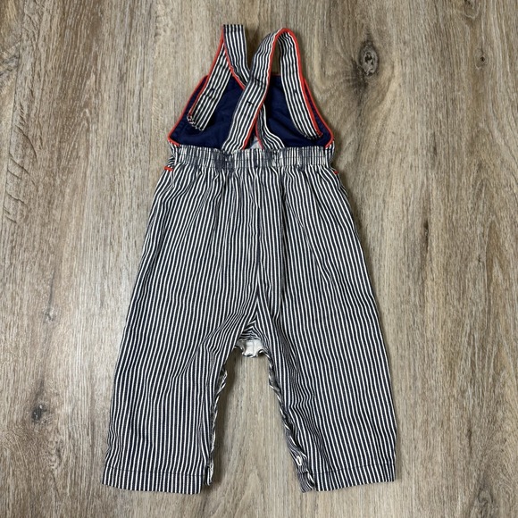 Vintage Health Tex Overalls Kids 12 Mo Train Blue Striped Golden Puppy 80s USA - Picture 5 of 11